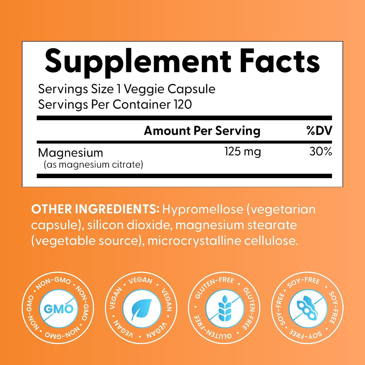 Doctor's Best Magnesium Citrate Supplement, Non-GMO, 120 Veg Capsules