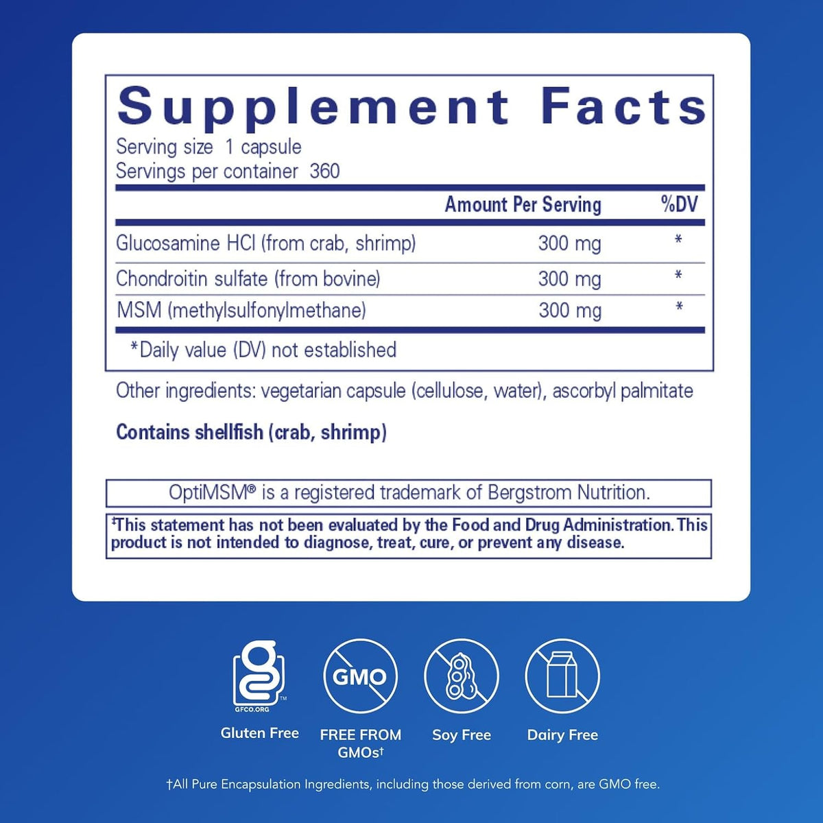 Pure Encapsulations Glucosamine Chondroitin with MSM, 360 Capsules