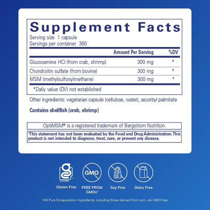 Pure Encapsulations Glucosamine Chondroitin with MSM, 360 Capsules