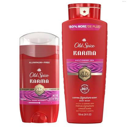 Old Spice Red Collection Antiperspirant Deodorant + Body Wash Bundle for Men, 24/7 Odor Protection, 24/7 Shower Fresh & Clean, Karma with Cherry Spice, Black Pepper, & Sandalwood Scent (Pack of 2)