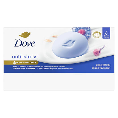 Dove Beauty Bar Gentle Cleanser Anti-Stress Cream Bar Moisturizes To Calm Skin Gentle Bar Soap Cleanser Made With 1/4 Moisturizing Cream 72 pack