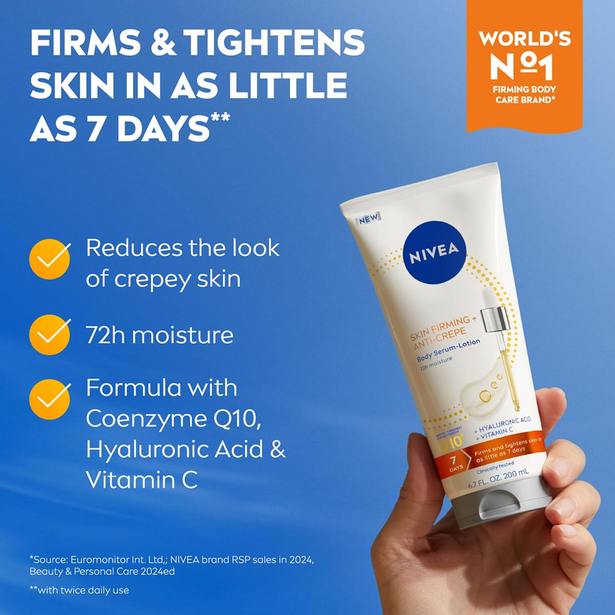 NIVEA Skin Firming & Anti Crepe Body Serum-Lotion with Q10, 6.7 Fl Oz (Pack of 12)