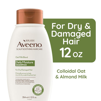 Aveeno Oat Milk Blend Moisturizing Shampoo, Ultra-Hydrating, for Dry, Damaged Hair, 12 fl oz