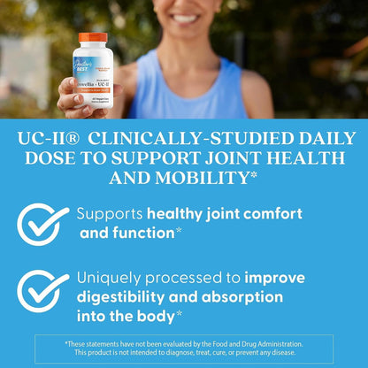 Doctor's Best Boswellia + UC-II Supplement, for Men & Women, 60 Veg Caps