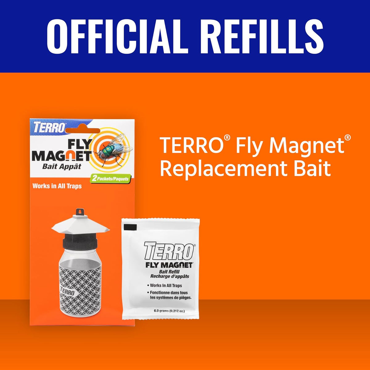 TERRO Fly Magnet Trap, Reusable Poison-Free Outdoor Fly Catcher with Bait