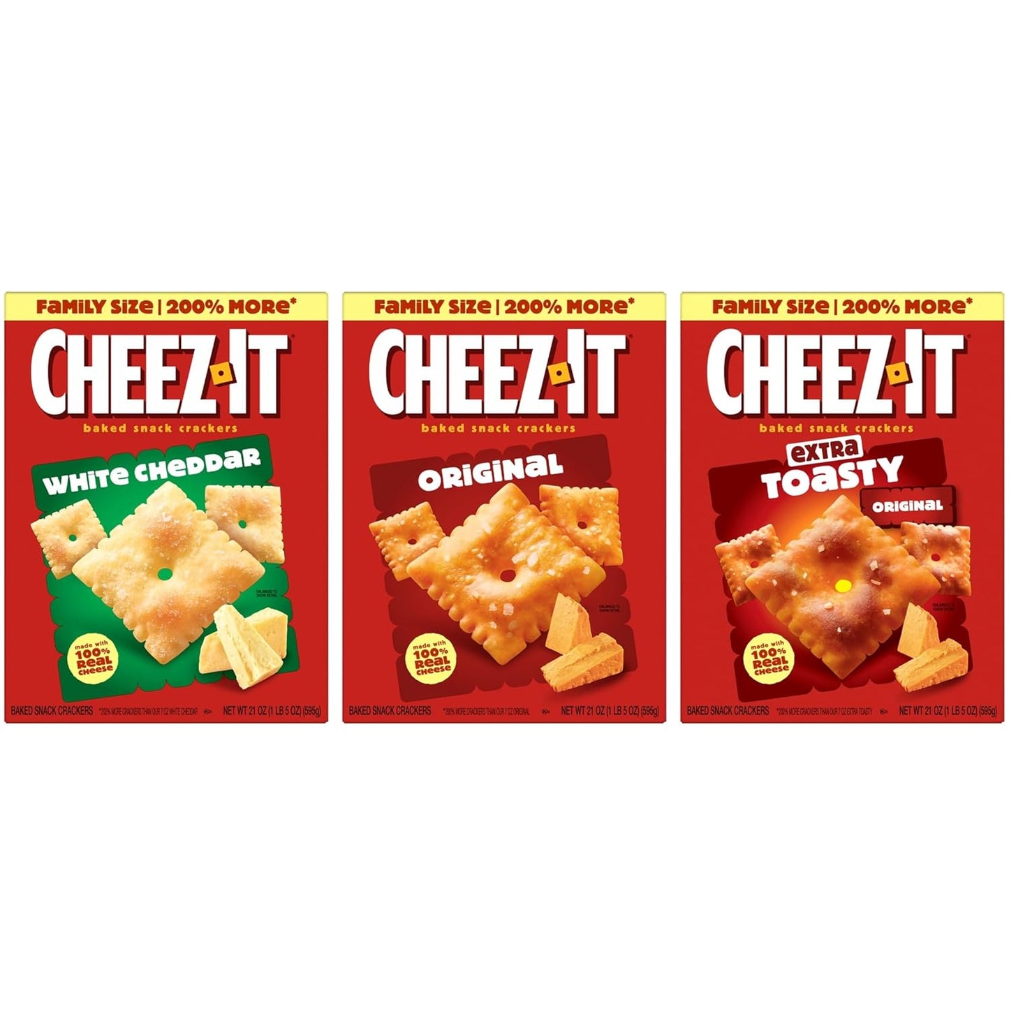 Cheez-It Cheese Crackers, Baked Snack Crackers, Lunch Snacks, Family Size, Variety Pack,(Pack of 6)