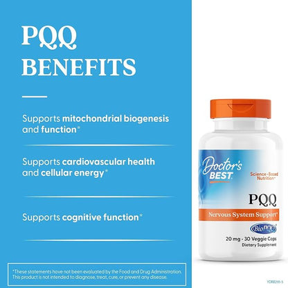 Doctor's Best PQQ with BioPQQ Supplement 20 mg, Gluten Free, 30 Veg Caps