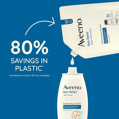 Aveeno Skin Relief Body Wash Refill, Fragrance-Free, 36 fl. oz