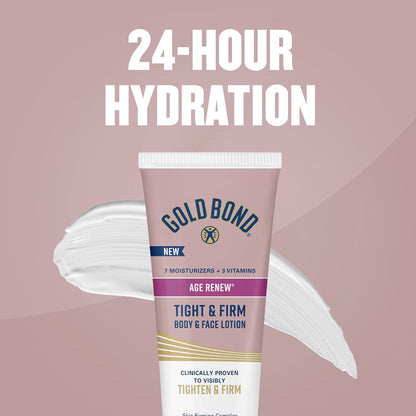 Gold Bond Age Renew Tight & Firm Body & Face Lotion, Aging, Dry Skin Lotion | Skin Firming Complex with Proteins & lipids, Clinically Proven to Visibly Tighten, Won't Clog Pores, Dermatologist Tested