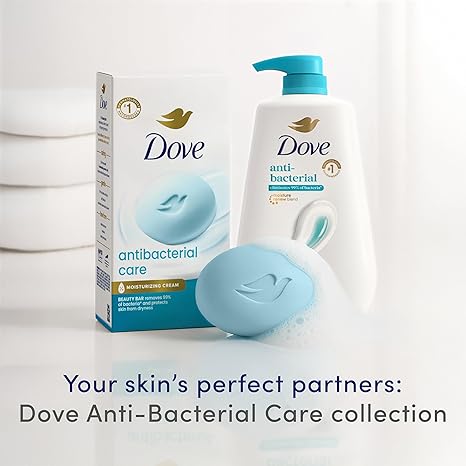 Dove Antibacterial Care Beauty Bar Soap 6 Count, Moisturizing Cleanser, 3.75 oz I Antibacterial beauty bar with ¼ moisturizing cream that removes 99% of bacteria while protecting skin from dryness