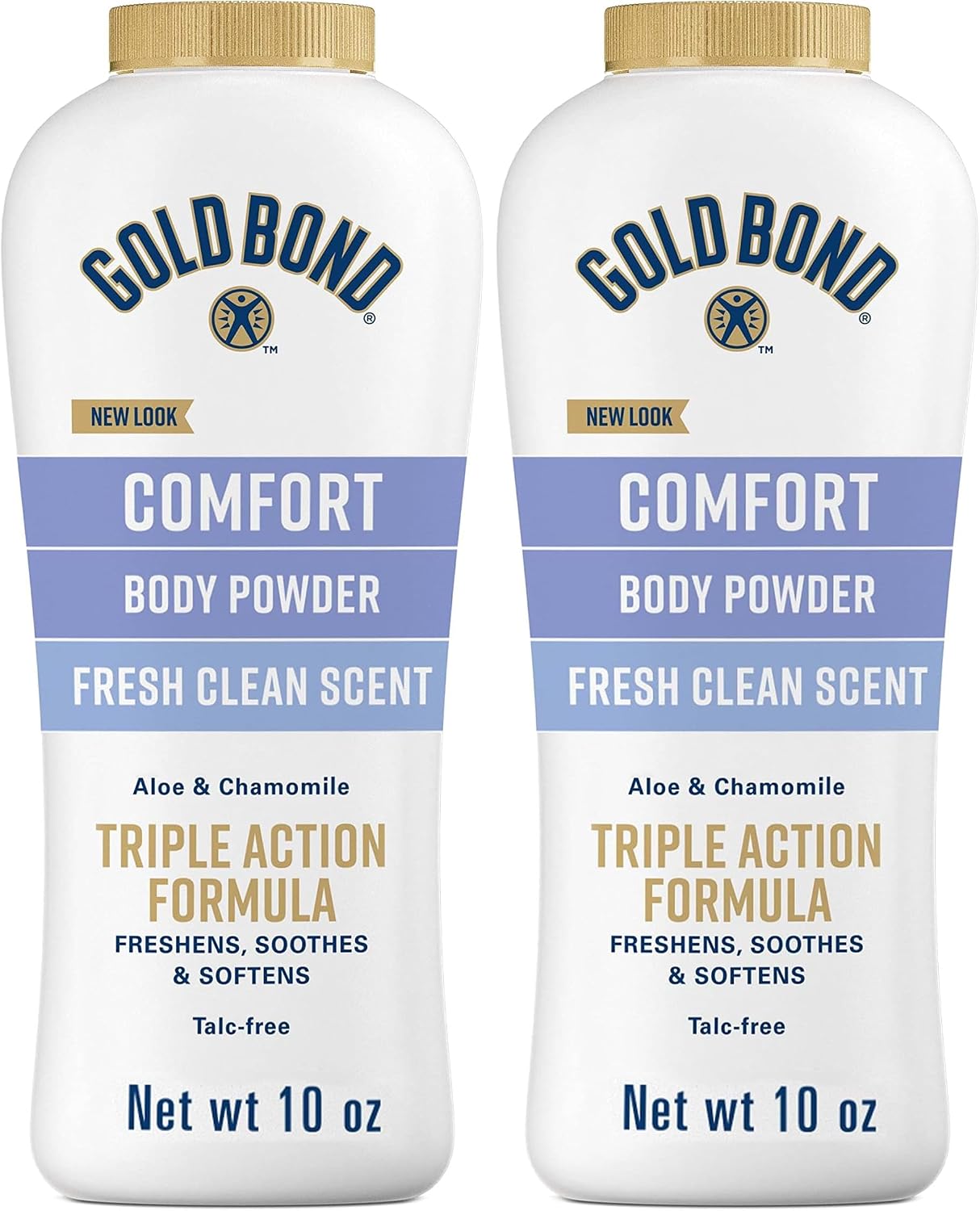 Gold Bond Comfort Body Powder for Men and Women, 10 oz., Talc-Free, Fresh Clean Scent With Aloe & Chamomile (Pack of 2)