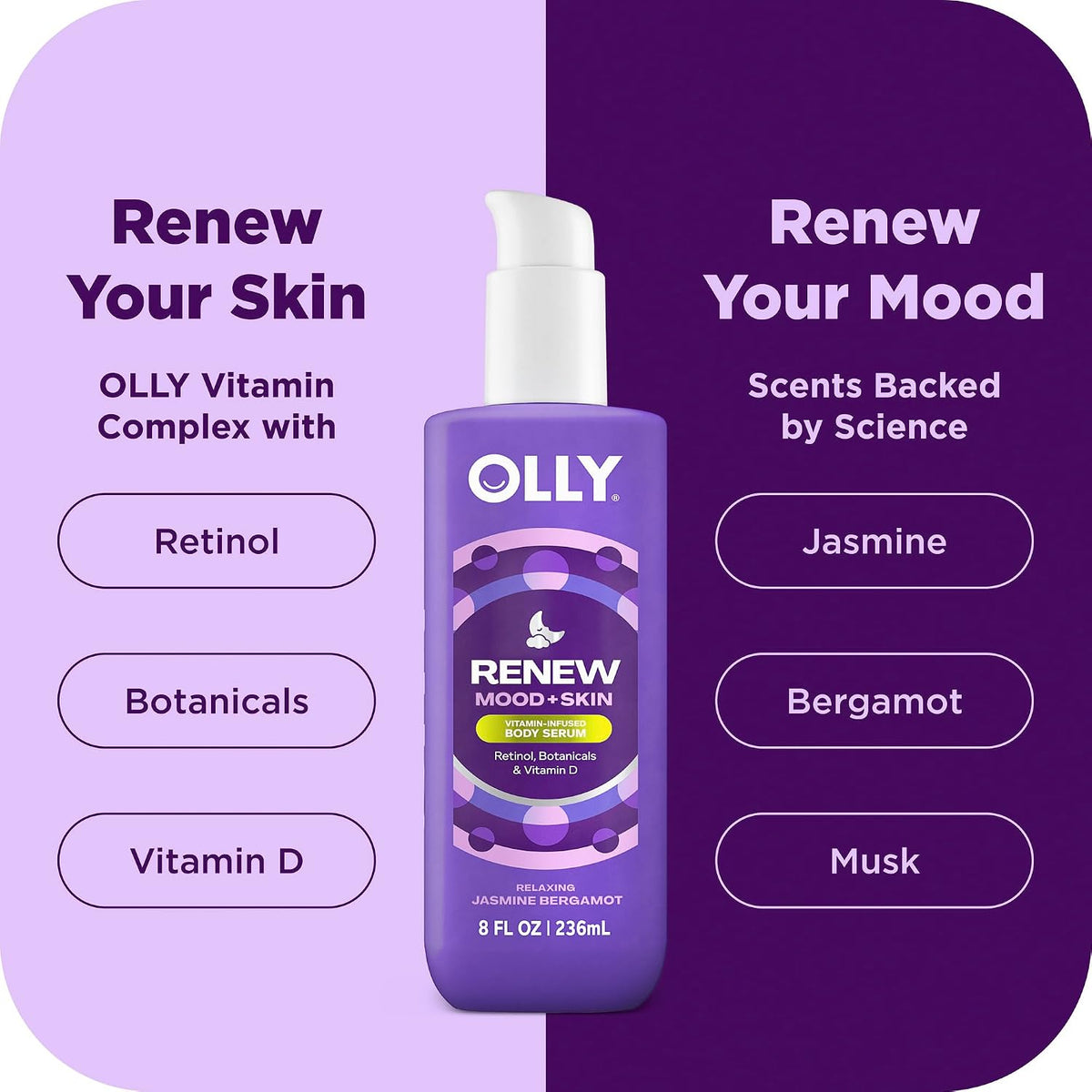 OLLY Renew Body Lotion-Serum Nourishing Cleanser 8oz
