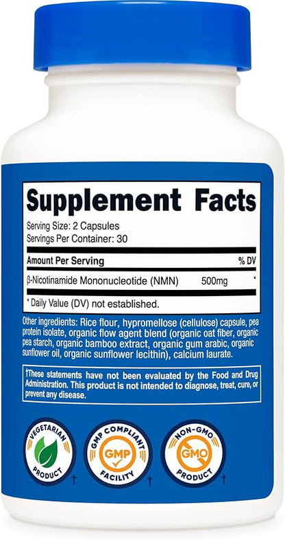 Nutricost NMN (Nicotinamide Mononucleotide) 500mg, 60 Capsules