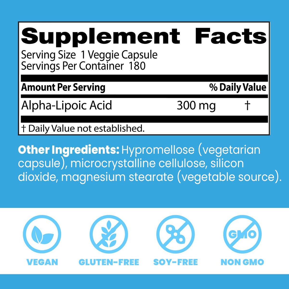 Doctor's BEST Alpha Lipoic Acid Supplement 300mg, Non GMO, 180 Veg Capsules