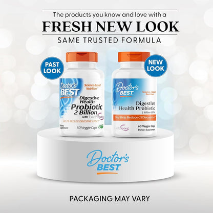 Doctor's BEST Digestive Health Probiotic, for Men & Women, 60 Veg Caps