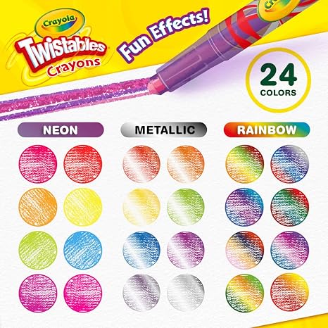 Crayola Twistables Crayons for Kids (24ct) Cute School Supplies for Toddlers, Preschool, Kindergarten, Elementary, Gifts for Boys & Girls, Ages 3, 4, 5