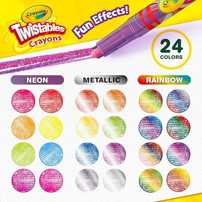 Crayola Twistables Crayons for Kids (24ct) Cute School Supplies for Toddlers, Preschool, Kindergarten, Elementary, Gifts for Boys & Girls, Ages 3, 4, 5