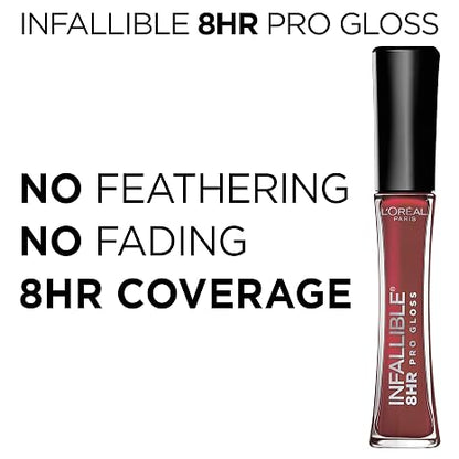 L'Oréal Paris Makeup Infallible 8 Hour Hydrating Lip Gloss, Modern Mauve, 0.21 Fl Oz
