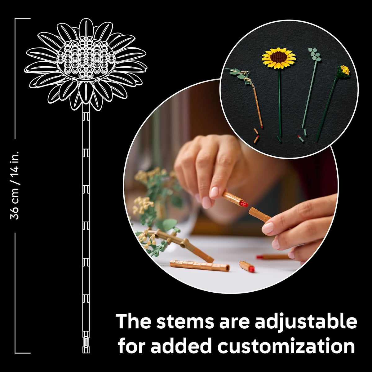 LEGO Botanicals Sunflower Bouquet Building Set for Adults, Ages 18+ - Gift for Birthdays - Artificial Flowers for Home Office, Bedroom or Desk Decor - 11502