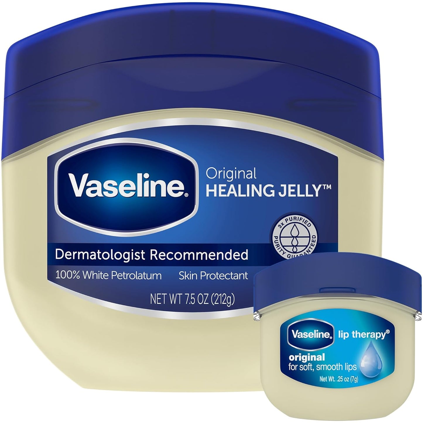 Vaseline Original Healing Jelly, Skin Protectant with 100% White Petrolatum + Lip Therapy for Soft, Smooth Lips