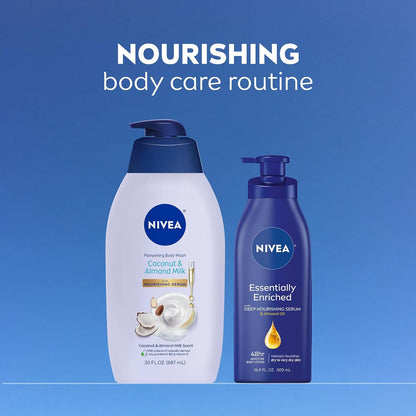 NIVEA Pampering Coconut and Almond Milk Body Wash, 20 Fl Oz (Pack of 12)