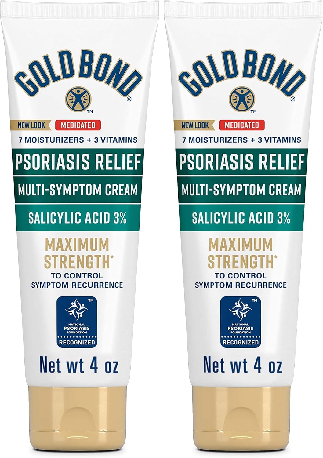 Gold Bond Multi-Symptom Psoriasis Relief Cream, 4 oz., for Itchy, Irritated & Scaling Skin (Pack of 2)
