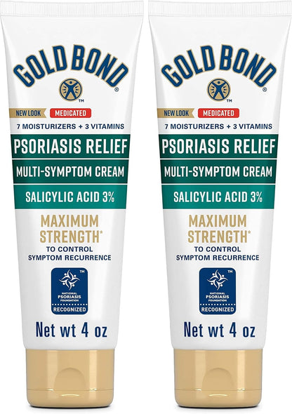 Gold Bond Multi-Symptom Psoriasis Relief Cream, 4 oz., for Itchy, Irritated & Scaling Skin (Pack of 2)