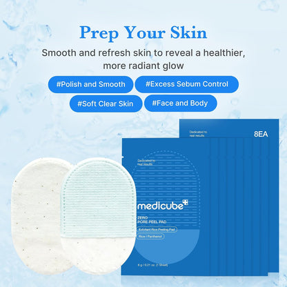medicube Zero Pore Peel Pads 8EA, Face & Body Exfoliating Pads