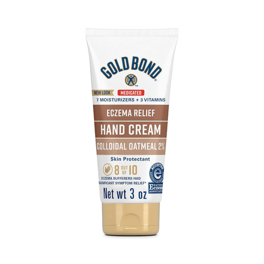 Gold Bond Medicated Eczema Relief Hand Cream, 3 oz, 2% Colloidal Oatmeal | Itchy skin relief, eczema cream that helps calm irritation, colloidal oatmeal cream, fragrance free, 2% colloidial oatmeal