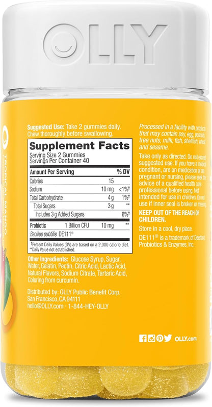 OLLY Probiotic Gummy, Immune System & Digestive Support*, Mango - 80 Count