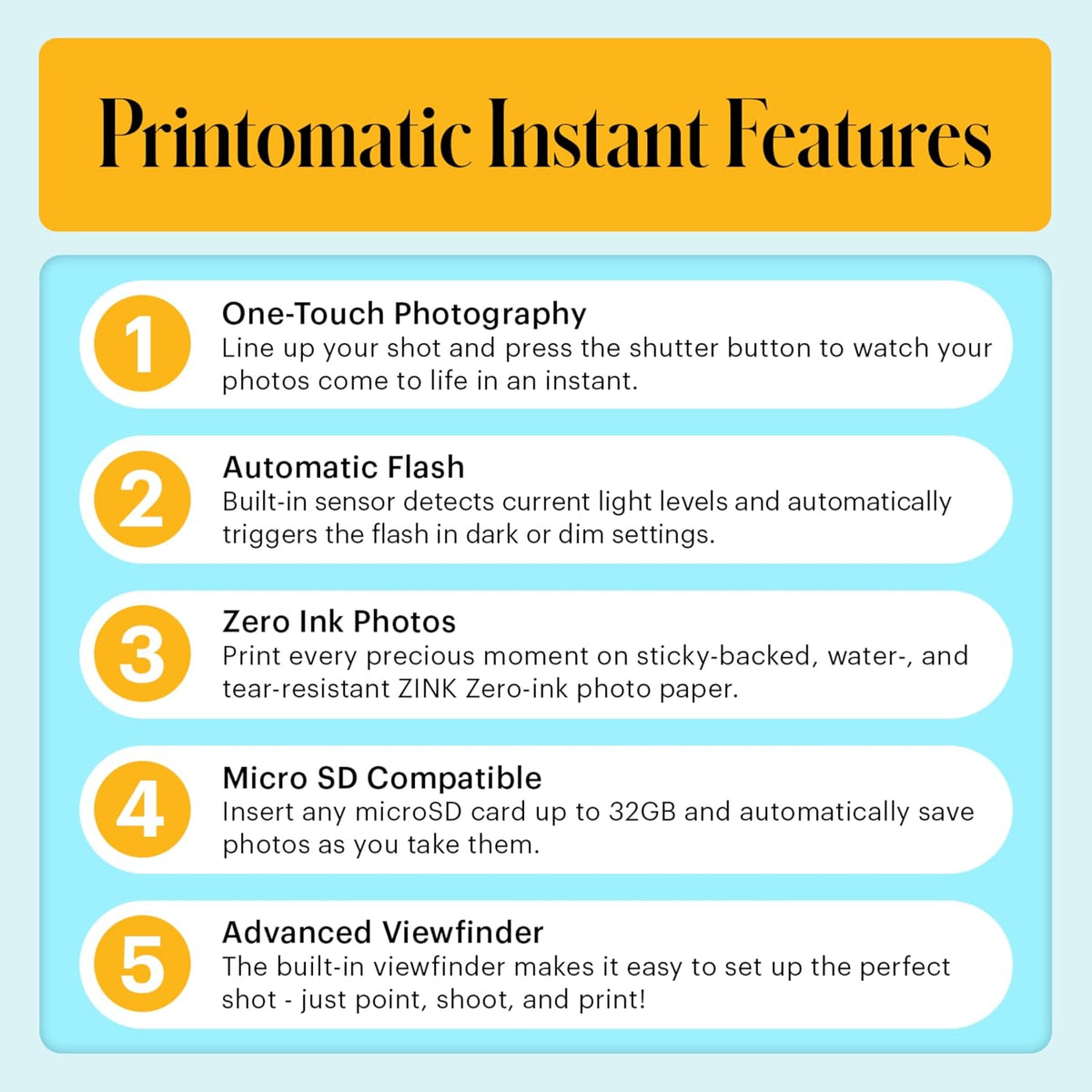 Kodak Printomatic Full-Color Instant Print Digital Camera - 75 Sheets Bundle - Prints On Zink 2x3 Sticky-Back Photo Paper - 5MP, Portable, Creative Fun Gift for Birthday, Christmas, Holiday - Blue