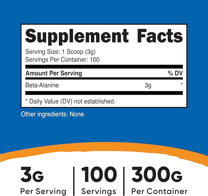 Nutricost Beta Alanine Powder 300 Grams (10.7oz) - 3 Grams Per Serving