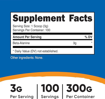Nutricost Beta Alanine Powder 300 Grams (10.7oz) - 3 Grams Per Serving (Pack of 2)