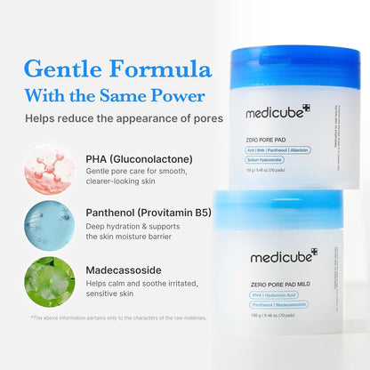 medicube Cleanse & Swipe Duo for Delicate Skin, Zero Pore Pad Mild & Zero Foam Cleanser