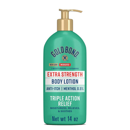 Gold Bond Medicated Extra Strength Body Lotion, 14 oz Lotion | Hydrating lotion - moisturizes, relieves & soothes, itch relief lotion, medicated body lotion, Menthol 0.5%