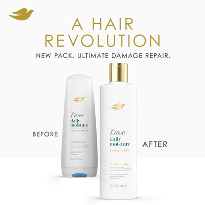 Dove Conditioner Daily Moisture Damage Therapy for Dry Hair with Bio-Protein Care Technology and Hyaluronic Serum 12 Fl Oz