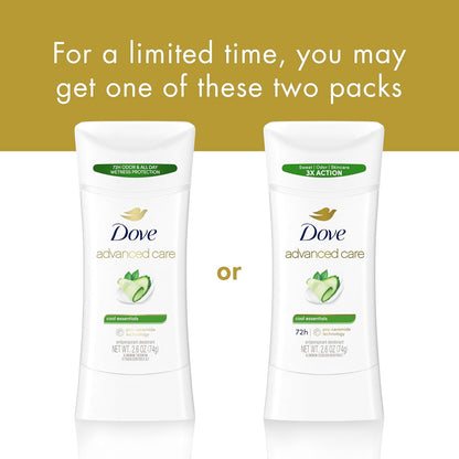 Dove Advanced Care Anti Deo Stick Cool Essentials Pack of 12 for helping your skin barrier repair after shaving 72 h odor control and all-day sweat protection with Pro Ceramide Technology 2.6 oz