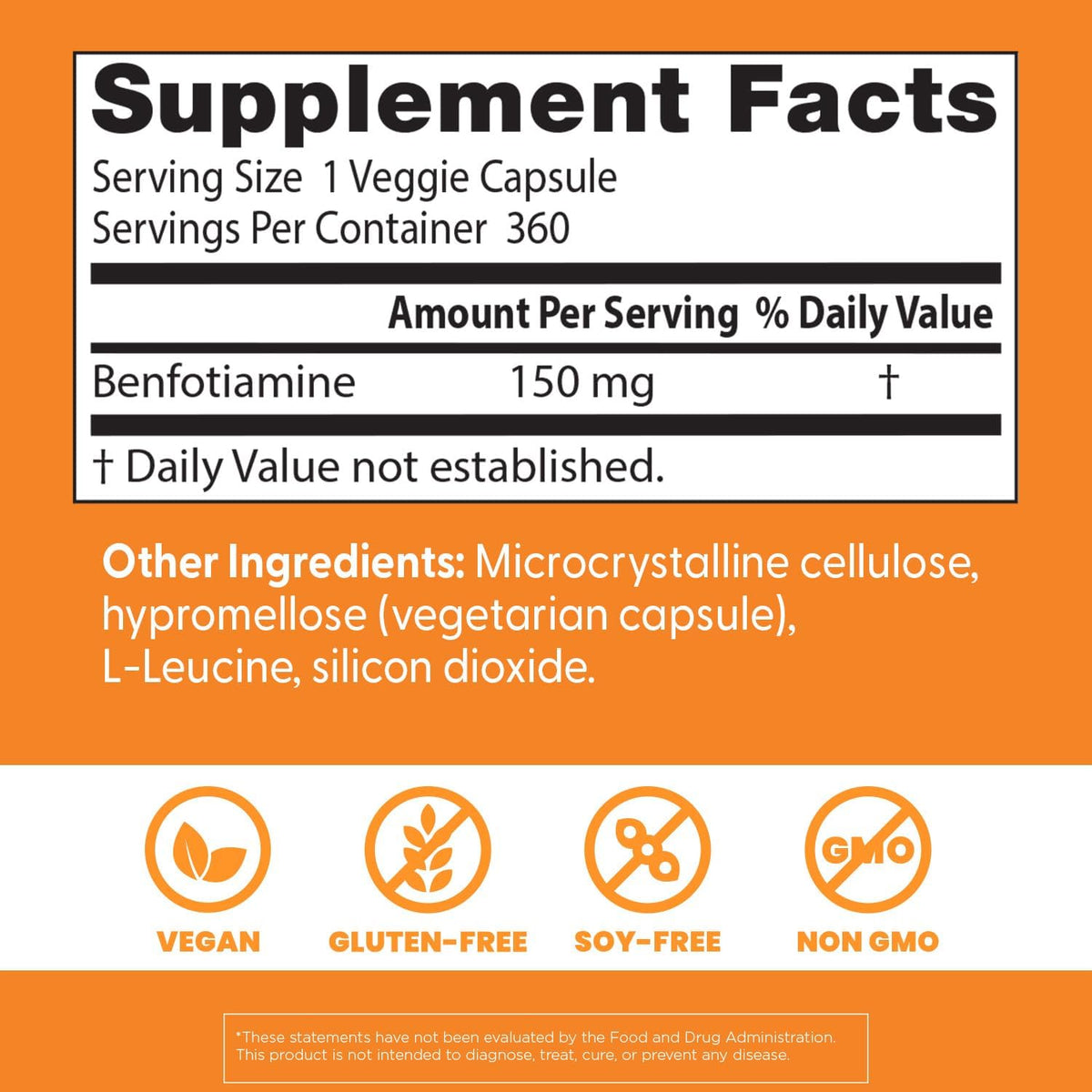 Doctor's Best Benfotiamine 150mg Supplement, Non GMO, 360 Veggie Caps