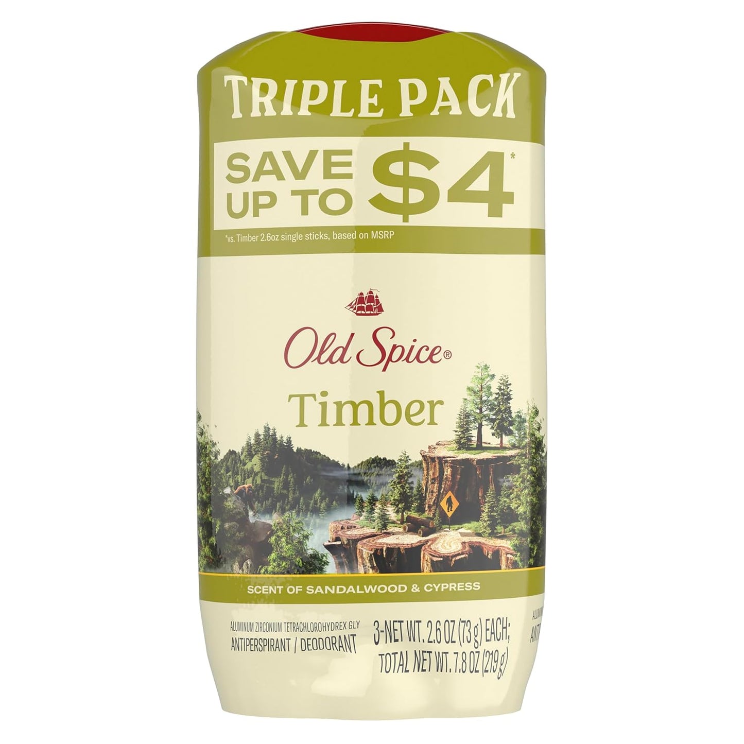 Old Spice Dry Feel Antiperspirant Deodorant for Men, 24/7 Freshness, 24/7 Sweat & Odor Protection, Gentle on Skin with Skin Conditioners, Timber with Sandalwood + Cypress Scent, 2.6 oz (Pack of 3)