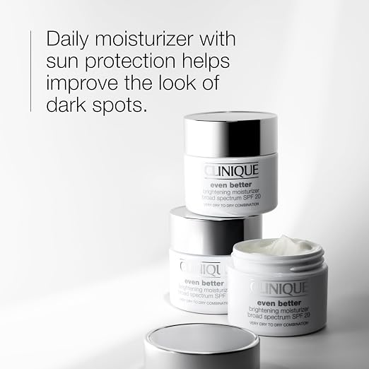 Clinique Even Better Brightening Daily Oil Free Moisturizer SPF 20 For Very Dry to Dry Combination Skin Types | Hydrating + Dark Spot Reducing, 1.7 Fl Oz