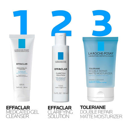 La Roche-Posay Effaclar Daily Acne Kit with Cleanser, Toner & Moisturizer