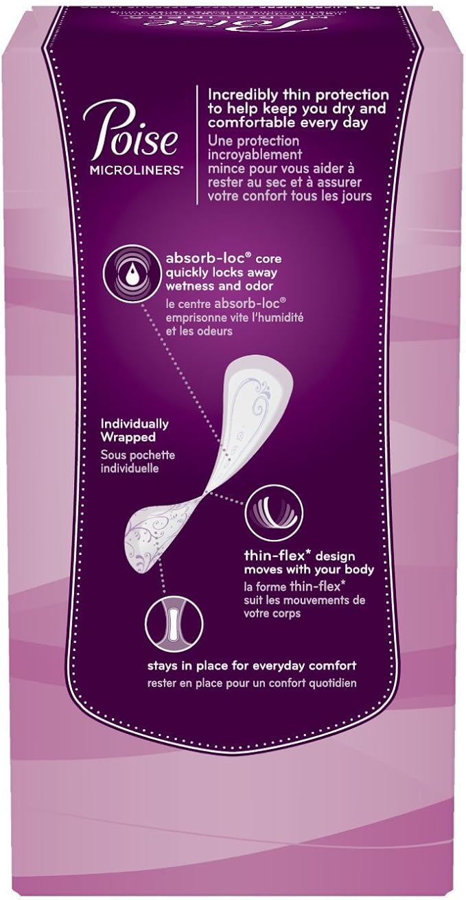 Poise Microliners, Long Length - Lightest Absorbency, 50 Count (Pack of 2)