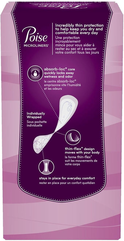 Poise Microliners, Long Length - Lightest Absorbency, 50 Count (Pack of 2)