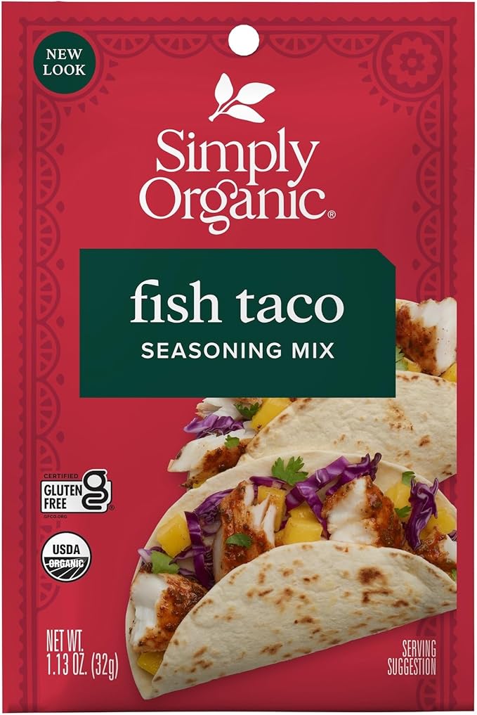 Simply Organic Fish Taco Seasoning Mix, Gluten Free, Certified Organic, Kosher - Pure Flavor for Tacos, Stir-Fries, Mexican Dishes, and More | 1.13 Ounce (Pack of 3)