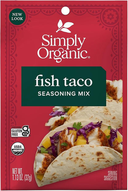 Simply Organic Fish Taco Seasoning Mix, Gluten Free, Certified Organic, Kosher - Pure Flavor for Tacos, Stir-Fries, Mexican Dishes, and More | 1.13 Ounce (Pack of 3)