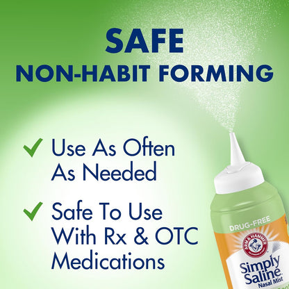 Arm & Hammer Simply Saline Moisturize & Soothe Nasal Mist, 4.6 oz, 3-Pack