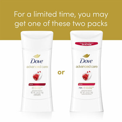 Dove Advanced Care Antiperspirant Deodorant for Women Revive 72 hour sweat and odor protection 2.6 oz (Packaging May Vary) (Pack of 12)