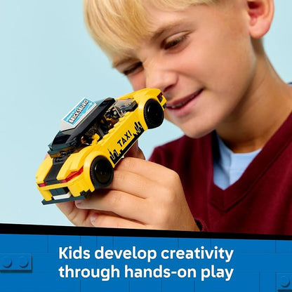 LEGO City Yellow Taxi Car Building Toy for Kids - Pretend Play Set for Boys & Girls, Ages 5+ - Toy Car W/Taxi Driver & Tourist Minifigures - Gift Idea for Birthdays - 60487
