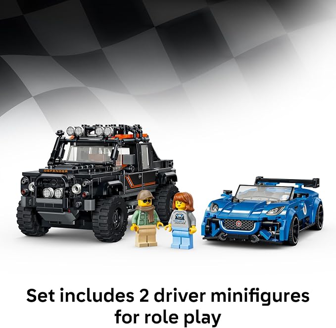 LEGO Speed Champions Jaguar Project 7 & Land Rover Defender 77264 | Building Toy for Boys & Girls, Ages 10+, Detailed Toy Cars for Kids, Play or Display Model, 740 pieces, Gift for Birthdays
