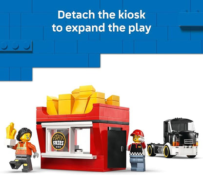 LEGO City Fries Food Truck Building Toy for Kids - Pretend Play Truck Toy for Boys & Girls, Ages 5+ - Mobile Restaurant Playset W/2 Minifigures & Detachable Kiosk - Gift Idea for Birthdays - 60488
